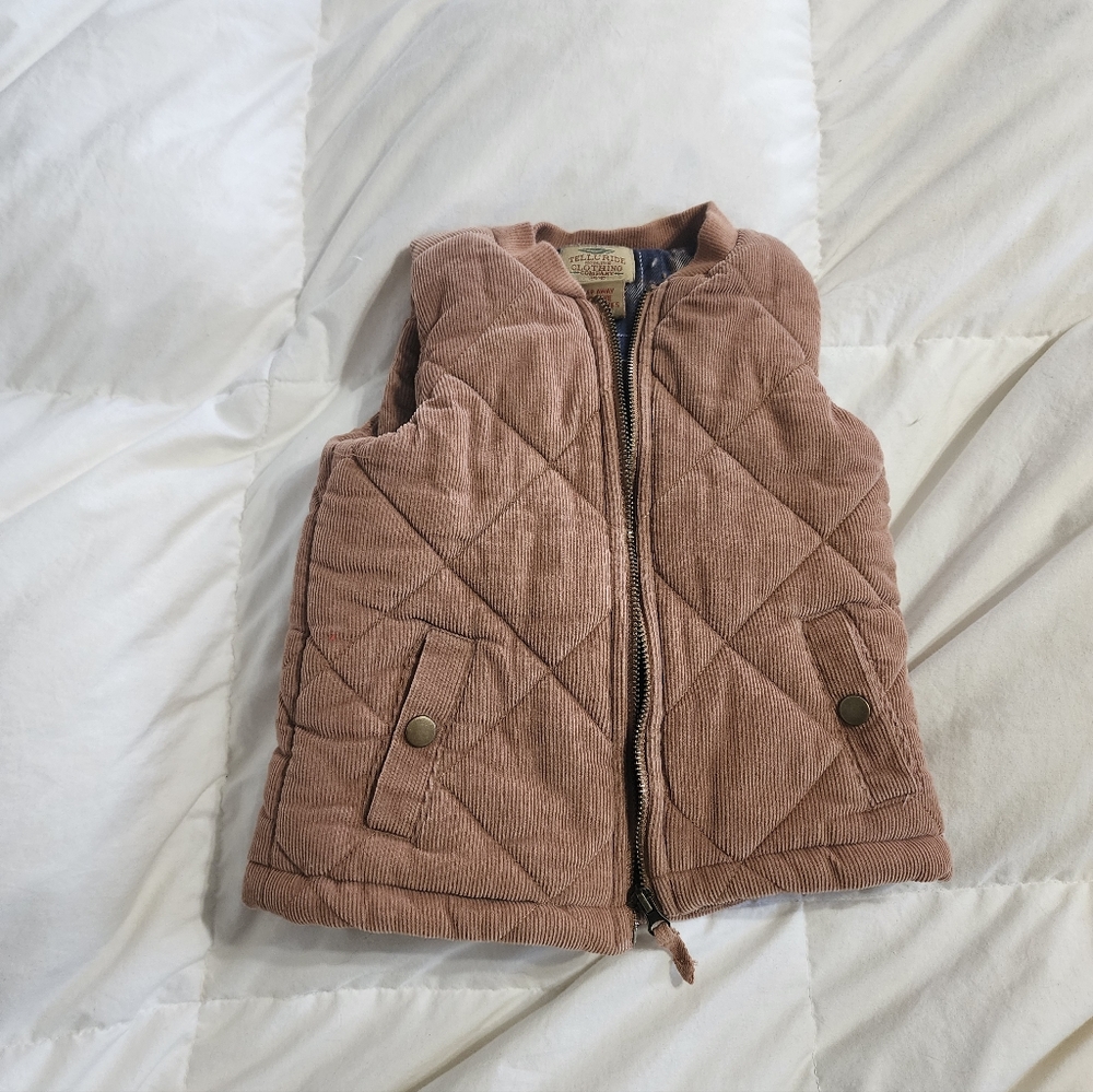 Children's Quilted Corduroy Vest in Tan